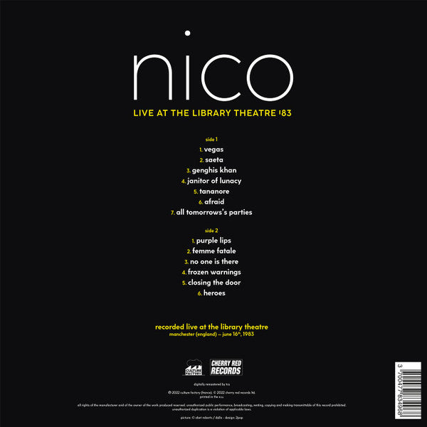 Library Theatre '83 - Nico