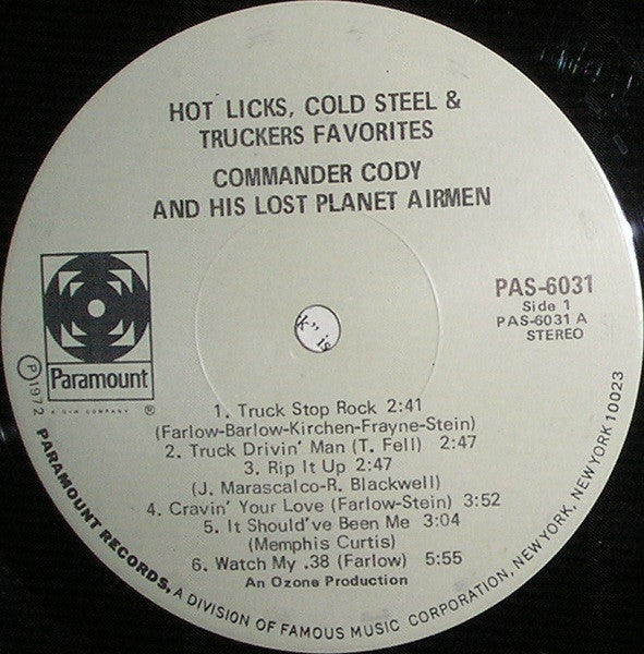 Hot Licks, Cold Steel & Trucker Favorites - Commander Cody And His Lost Planet Airmen