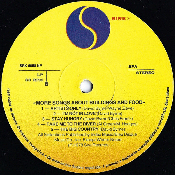 More Songs About Buildings And Food - Talking Heads