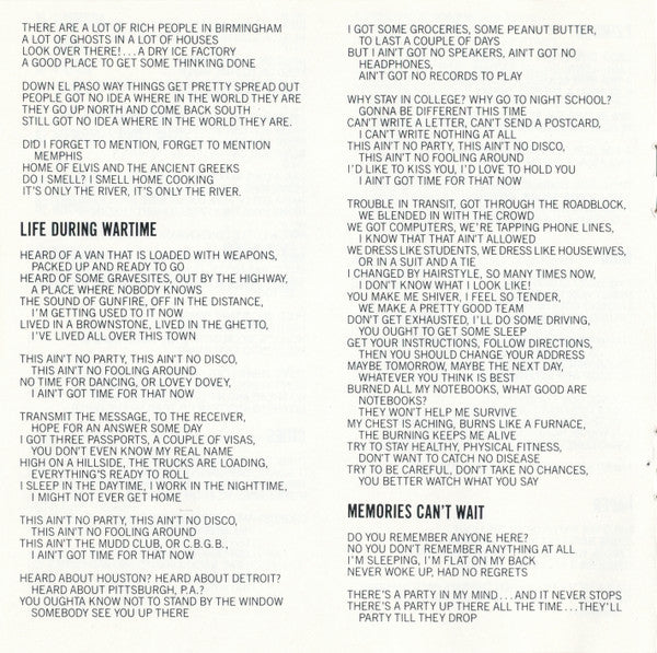 Fear Of Music - Talking Heads