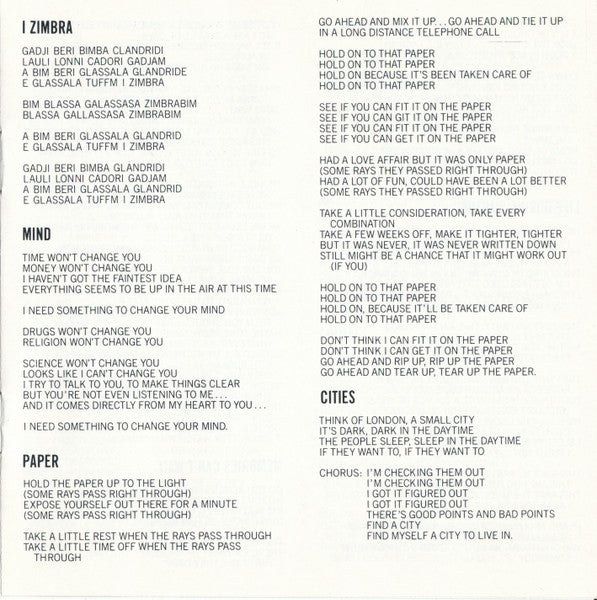 Fear Of Music - Talking Heads