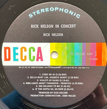 Rick Nelson In Concert - Nelson , Ricky