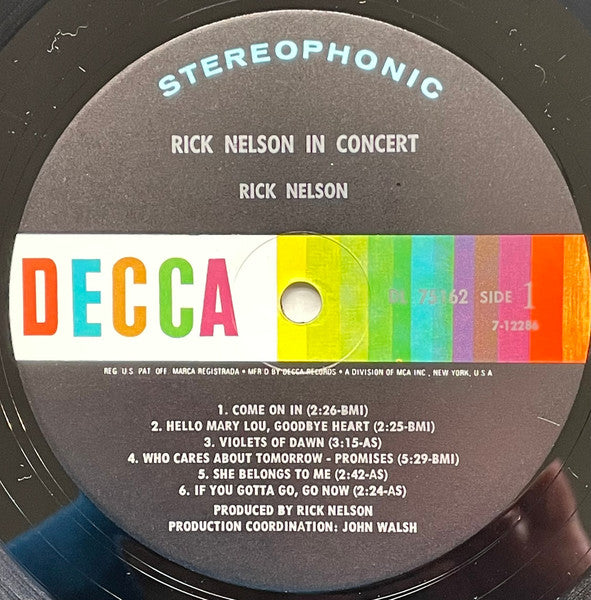 Rick Nelson In Concert - Nelson , Ricky