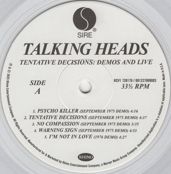 Tentative Decisions: 1974-1976 - Talking Heads
