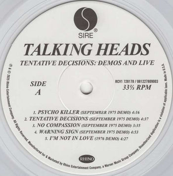 Tentative Decisions: Demos & Live - Talking Heads