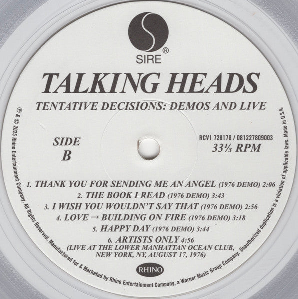 Tentative Decisions: 1974-1976 - Talking Heads