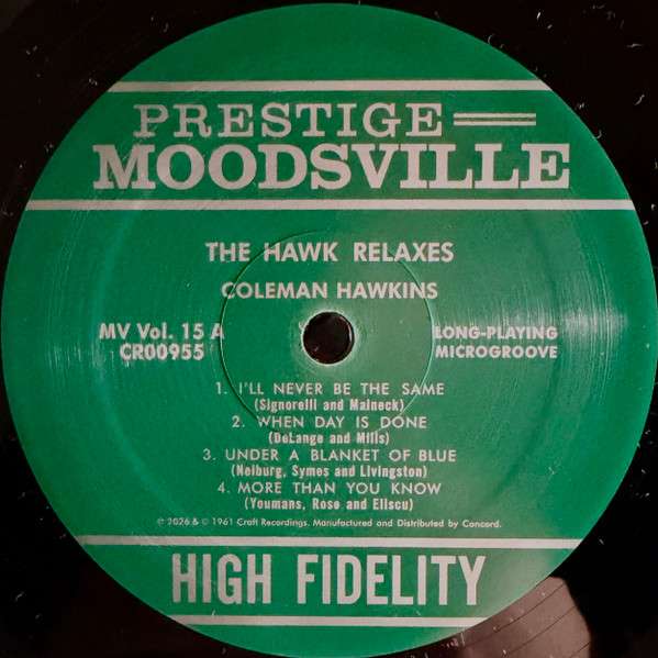 The Hawk Relaxes - Moodsville Acoustic Sounds Series [180g Black - Stoughton tip-on jacket and OBI] - Coleman Hawkins
